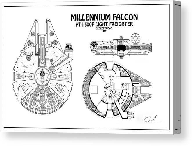 Diagram Illustration For The Millennium Falcon From Star Wars Canvas Print