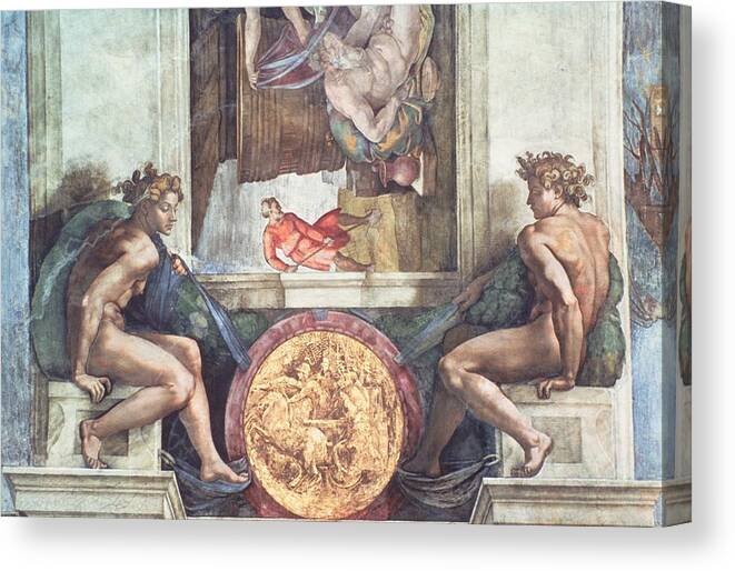 Sistine Chapel Ceiling Ignudi Pre Restoration Canvas Print