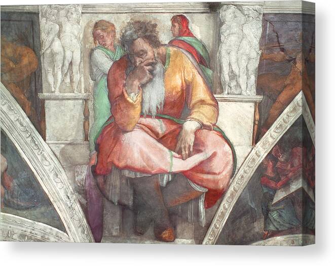 Sistine Chapel Ceiling The Prophet Jeremiah Pre Resoration Canvas Print