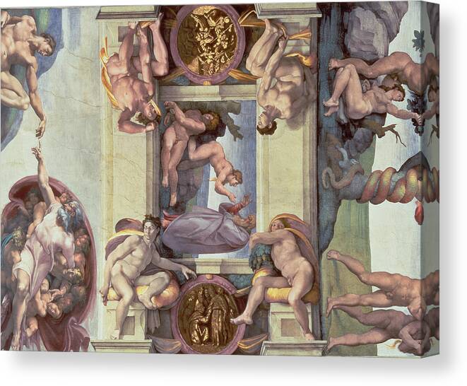 Sistine Chapel Ceiling 1508 12 The Creation Of Eve 1510 Fresco Post Restoration Canvas Print