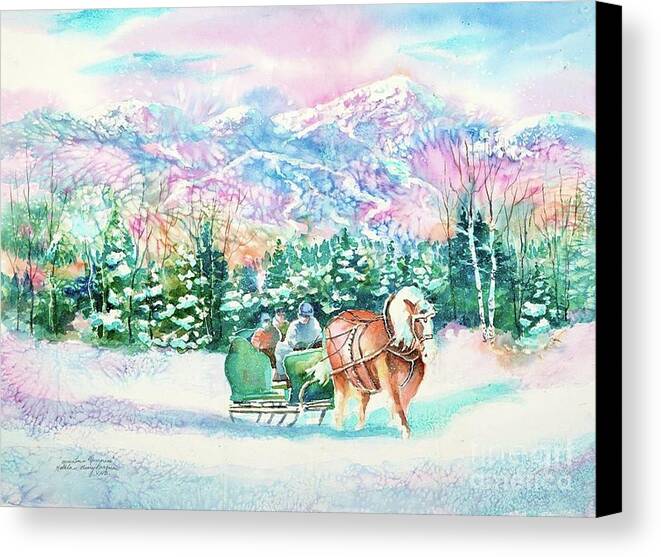 Sleigh Ride Canvas Print featuring the painting Mountain Memories by Kathleen Berry Bergeron