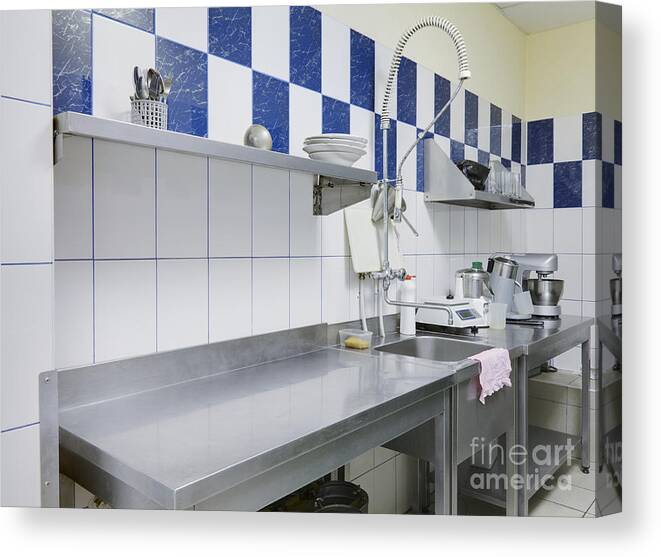Restaurant Kitchen Sink And Counters Canvas Print