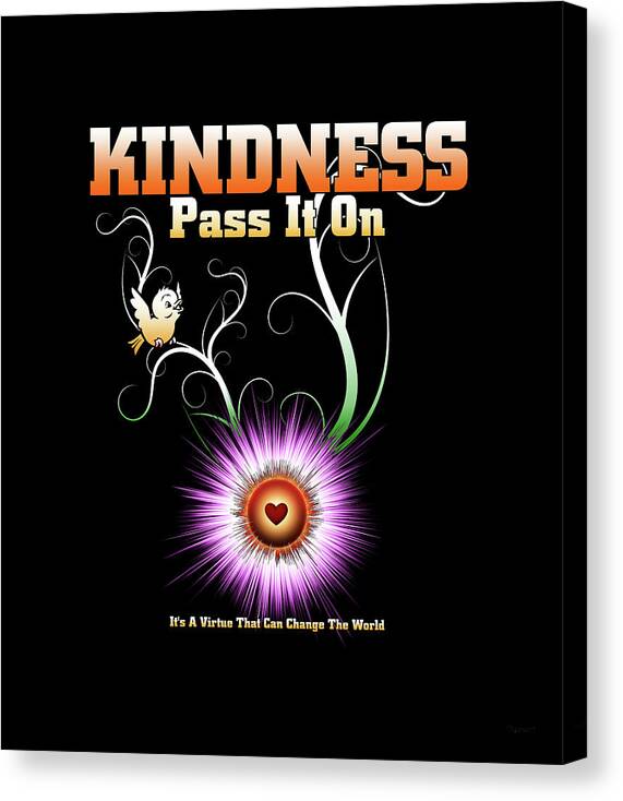Kindness Canvas Print featuring the digital art Kindness - Pass It On Starburst Heart by Rolando Burbon