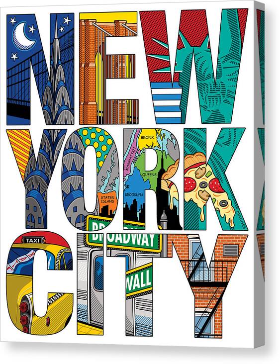 New York Canvas Print featuring the digital art New York City Type by Ron Magnes