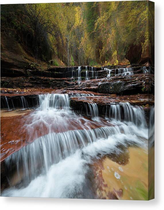 Zion Canvas Print featuring the photograph Zion Trail Waterfall by Larry Marshall