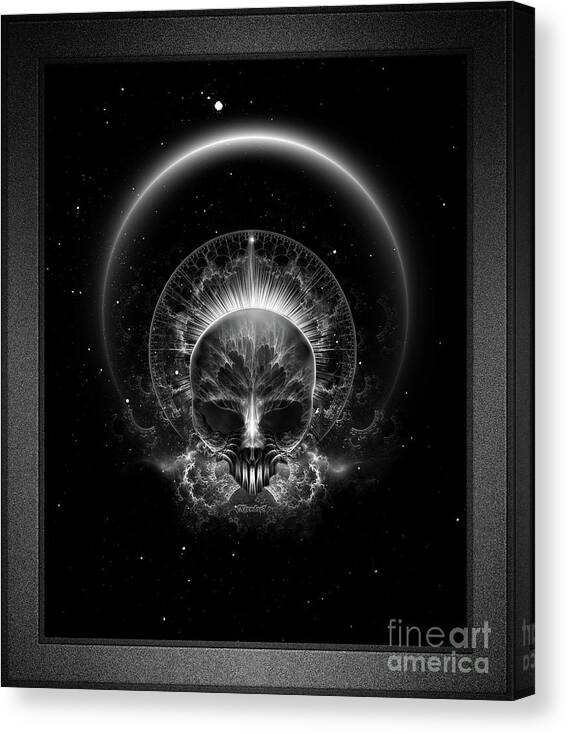 Fractal Skull Abstract Digital Art Canvas Print featuring the digital art Gothic Skull Blaze Abstract Digital Art by Rolando Burbon