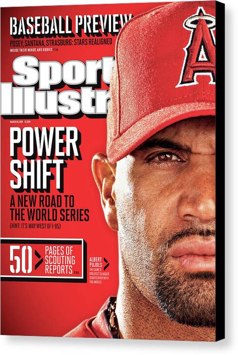 Magazine Cover Canvas Print featuring the photograph Los Angeles Angels Of Anaheim Albert Pujols, 2012 Mlb Sports Illustrated Cover by Sports Illustrated