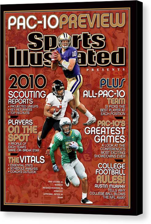 Pac-12 Conference Canvas Print featuring the photograph 2010 Pac-10 Football Preview Issue Sports Illustrated Cover by Sports Illustrated