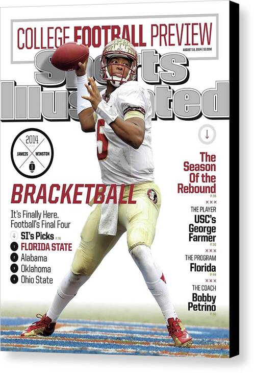 Magazine Cover Canvas Print featuring the photograph Bracketball 2014 College Football Preview Issue Sports Illustrated Cover by Sports Illustrated