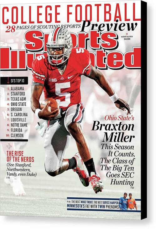 Magazine Cover Canvas Print featuring the photograph 2013 College Football Preview Issue Sports Illustrated Cover by Sports Illustrated