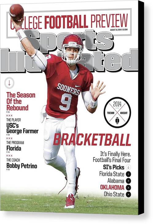 Magazine Cover Canvas Print featuring the photograph Bracketball 2014 College Football Preview Issue Sports Illustrated Cover #4 by Sports Illustrated