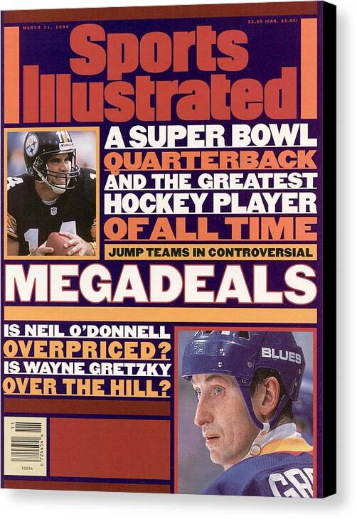 National Hockey League Canvas Print featuring the photograph A Super Bowl Quarterback And The Greatest Hockey Player Of Sports Illustrated Cover by Sports Illustrated