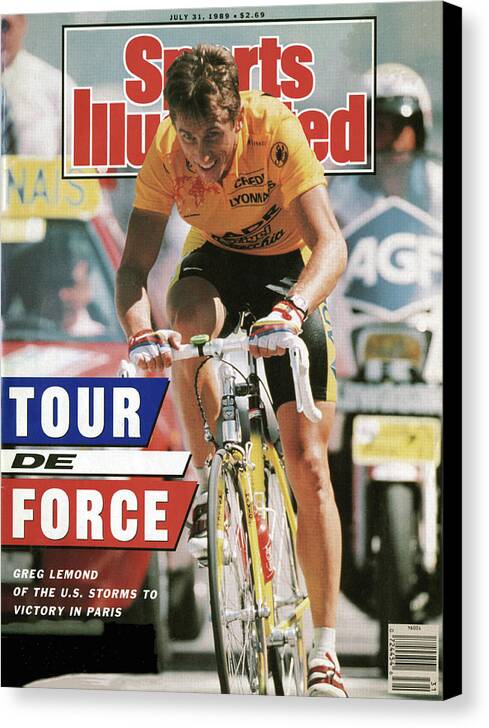 Magazine Cover Canvas Print featuring the photograph Adr Agrigel Greg Lemond, 1989 Tour De France Sports Illustrated Cover by Sports Illustrated