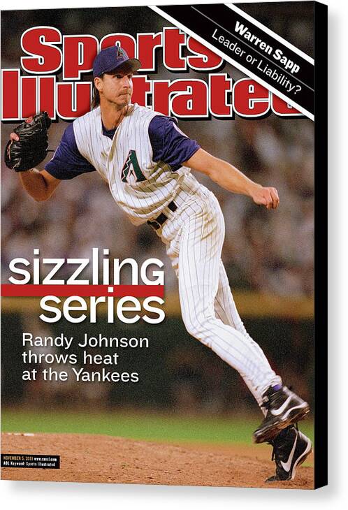 American League Baseball Canvas Print featuring the photograph Arizona Diamondbacks Randy Johnson, 2001 World Series Sports Illustrated Cover by Sports Illustrated