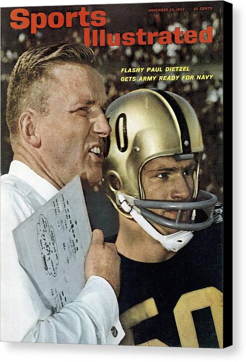 Magazine Cover Canvas Print featuring the photograph Army Coach Paul Dietzel Sports Illustrated Cover by Sports Illustrated