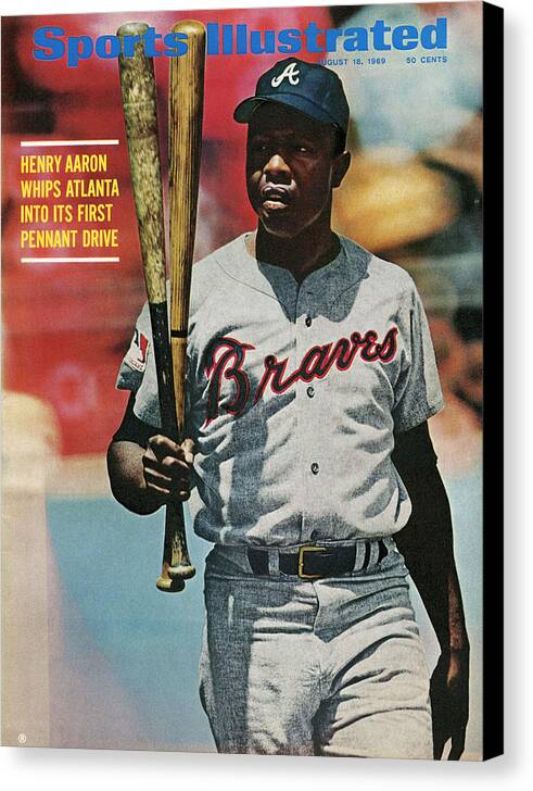 California Canvas Print featuring the photograph Atlanta Braves Hank Aaron... Sports Illustrated Cover by Sports Illustrated
