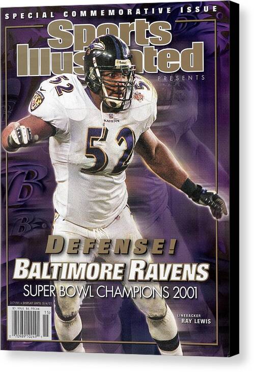 Tampa Canvas Print featuring the photograph Baltimore Ravens Ray Lewis, Super Bowl Xxxv Sports Illustrated Cover by Sports Illustrated