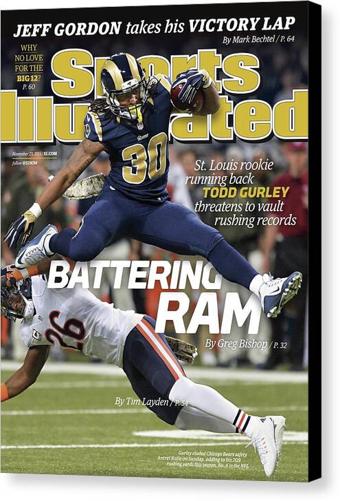 Magazine Cover Canvas Print featuring the photograph Battering Ram St. Louis Rookie Running Back Todd Gurley Sports Illustrated Cover by Sports Illustrated