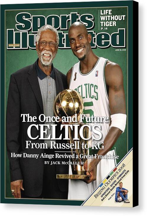 Magazine Cover Canvas Print featuring the photograph Bill Russell And Boston Celtics Kevin Garnett, 2008 Nba Sports Illustrated Cover by Sports Illustrated