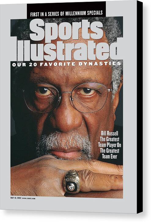 Magazine Cover Canvas Print featuring the photograph Bill Russell, Hall Of Fame Basketball Sports Illustrated Cover by Sports Illustrated