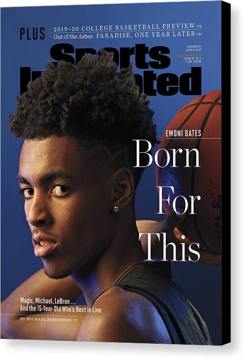 Magazine Cover Canvas Print featuring the photograph Born For This Emoni Bates Sports Illustrated Cover by Sports Illustrated