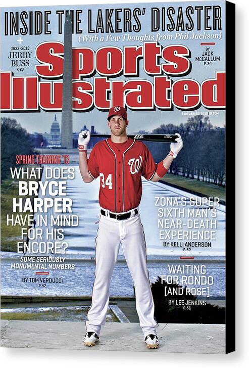 Magazine Cover Canvas Print featuring the photograph Bryce Harper Spring Training 13 Sports Illustrated Cover by Sports Illustrated
