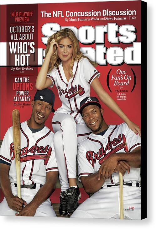 Magazine Cover Canvas Print featuring the photograph Can The Uptons Power Atlanta One Fans On Board 2013 Mlb Sports Illustrated Cover by Sports Illustrated