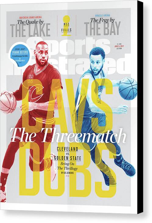 Nba Pro Basketball Canvas Print featuring the photograph Cavs - Dubs The Threematch Sports Illustrated Cover by Sports Illustrated