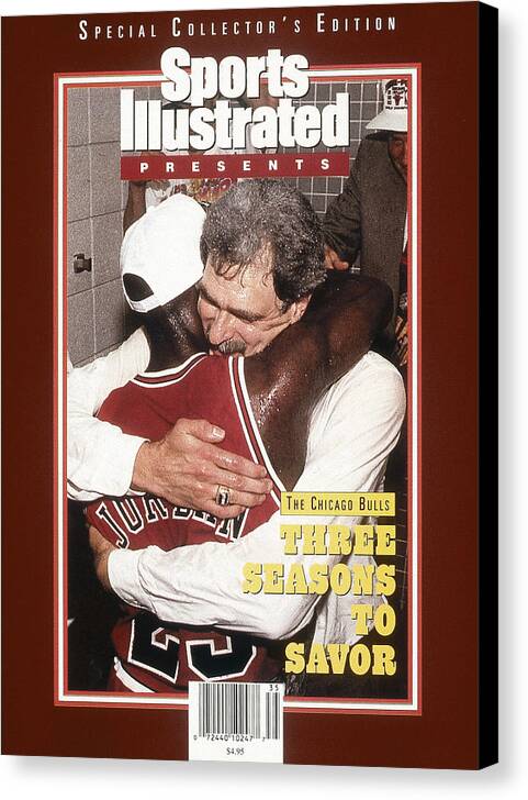 Chicago Bulls Canvas Print featuring the photograph Chicago Bulls Coach Phil Jackson And Michael Jordan, 1993 Sports Illustrated Cover by Sports Illustrated