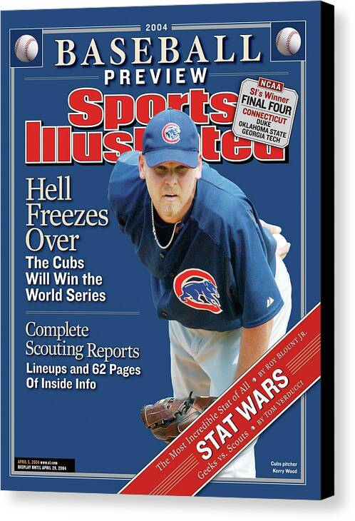 Kerry Wood Canvas Print featuring the photograph Chicago Cubs Kerry Wood, 2004 Mlb Baseball Preview Issue Sports Illustrated Cover by Sports Illustrated
