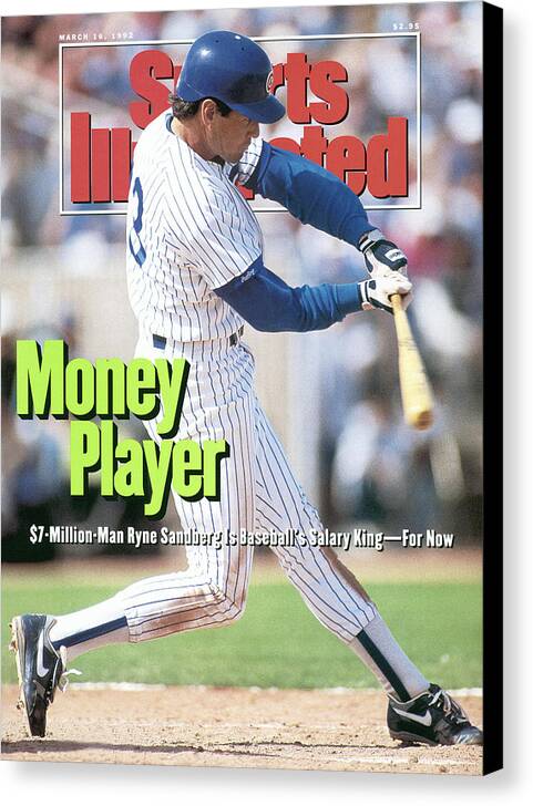 Magazine Cover Canvas Print featuring the photograph Chicago Cubs Ryne Sandberg... Sports Illustrated Cover by Sports Illustrated