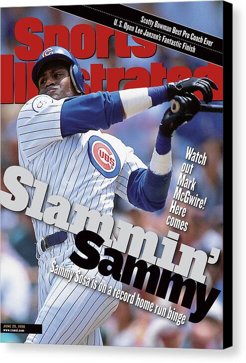 Magazine Cover Canvas Print featuring the photograph Chicago Cubs Sammy Sosa... Sports Illustrated Cover by Sports Illustrated