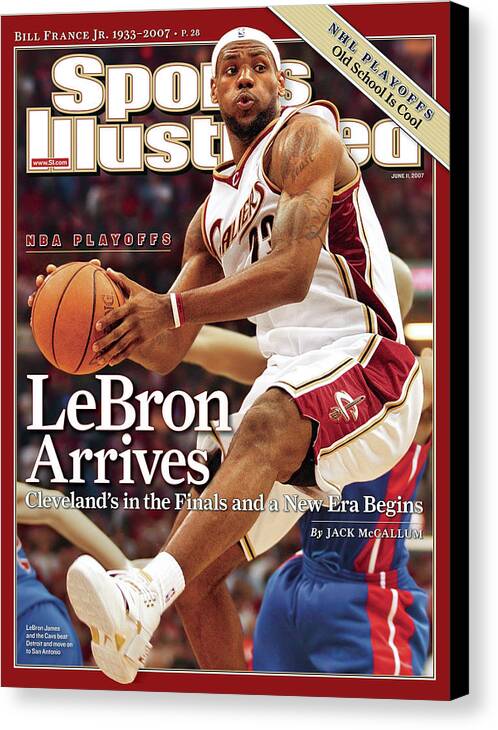 Playoffs Canvas Print featuring the photograph Cleveland Cavaliers LeBron James, 2007 Nba Eastern Sports Illustrated Cover by Sports Illustrated