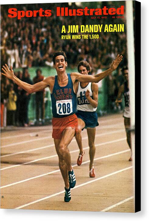 Magazine Cover Canvas Print featuring the photograph Club West Jim Ryun, 1972 Us Olympic Track & Field Trials Sports Illustrated Cover by Sports Illustrated
