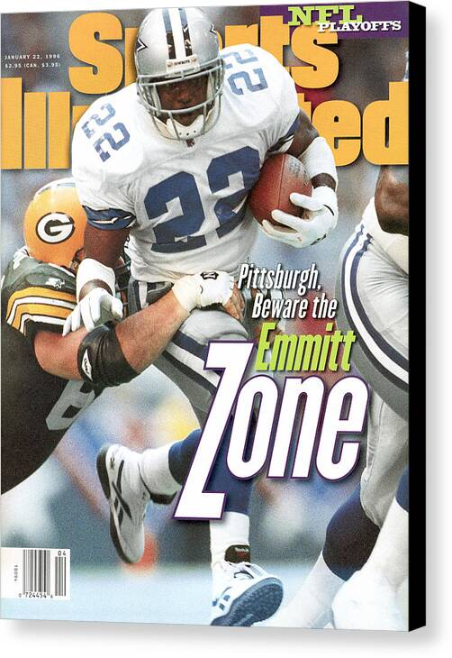 Playoffs Canvas Print featuring the photograph Dallas Cowboys Emmitt Smith, 1996 Nfc Championship Sports Illustrated Cover by Sports Illustrated