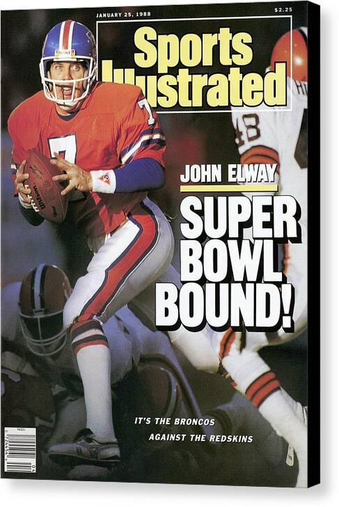 Playoffs Canvas Print featuring the photograph Denver Broncos Qb John Elway, 1988 Afc Championship Sports Illustrated Cover by Sports Illustrated