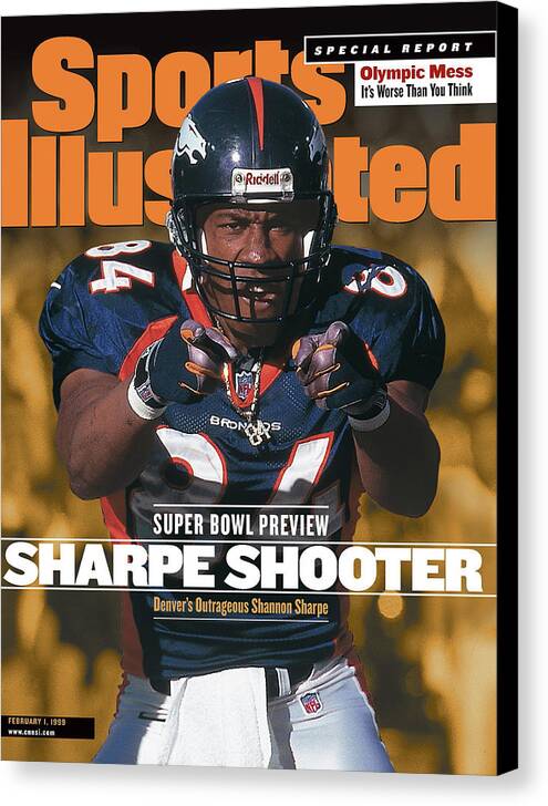 Magazine Cover Canvas Print featuring the photograph Denver Broncos Shannon Sharpe, 1999 Afc Championship Sports Illustrated Cover by Sports Illustrated