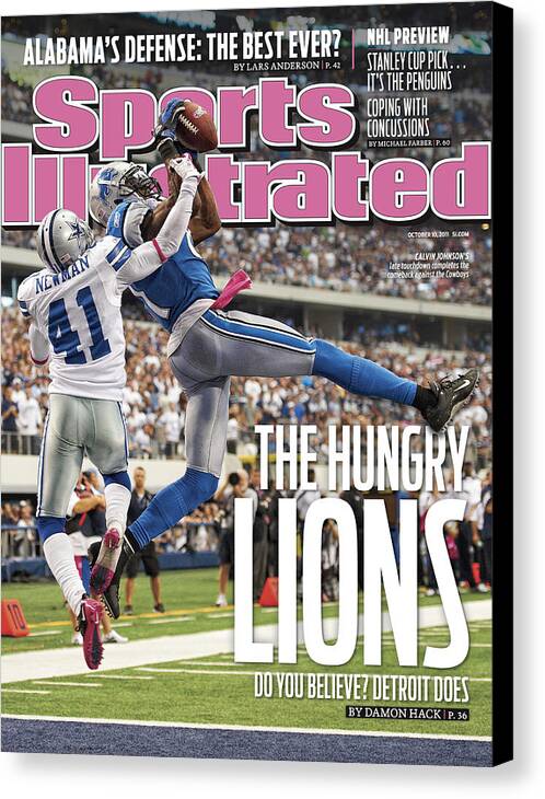Magazine Cover Canvas Print featuring the photograph Detroit Lions V Dallas Cowboys Sports Illustrated Cover by Sports Illustrated