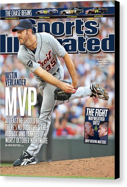 Magazine Cover Canvas Print featuring the photograph Detroit Tigers V Minnesota Twins Sports Illustrated Cover by Sports Illustrated