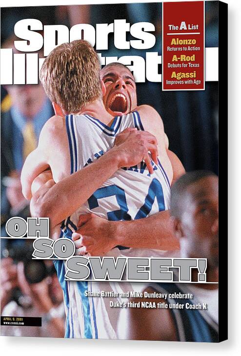 Magazine Cover Canvas Print featuring the photograph Duke University Shane Battier, 2001 Ncaa National Sports Illustrated Cover by Sports Illustrated