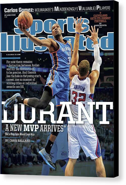 Magazine Cover Canvas Print featuring the photograph Durant A New Mvp Arrives Sports Illustrated Cover by Sports Illustrated