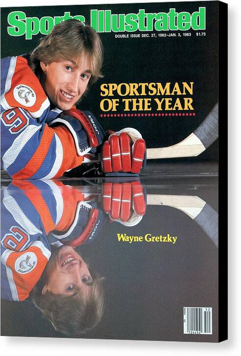 Magazine Cover Canvas Print featuring the photograph Edmonton Oilers Wayne Gretzky, 1982 Sportsman Of The Year Sports Illustrated Cover by Sports Illustrated