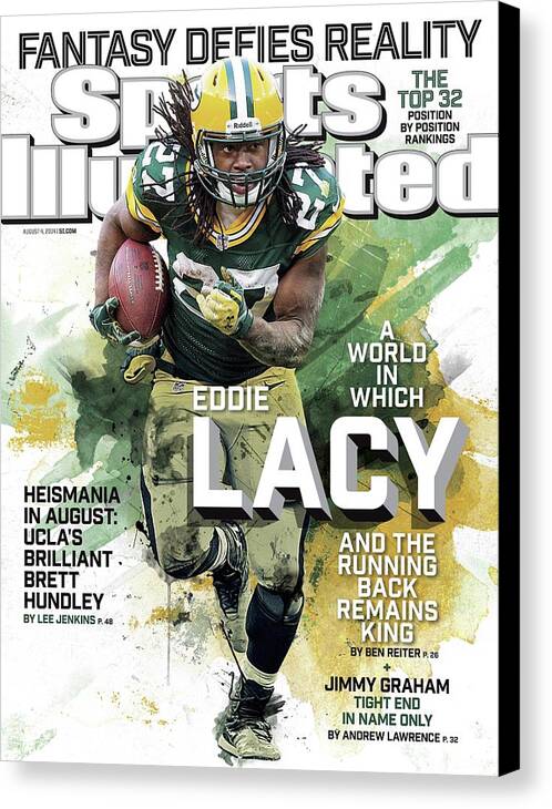 Green Bay Canvas Print featuring the photograph Fantasy Defies Reality A World In Which Eddie Lacy And The Sports Illustrated Cover by Sports Illustrated