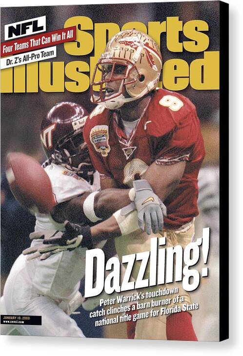 Magazine Cover Canvas Print featuring the photograph Florida State University Peter Warrick, 2000 Nokia Sugar Sports Illustrated Cover by Sports Illustrated