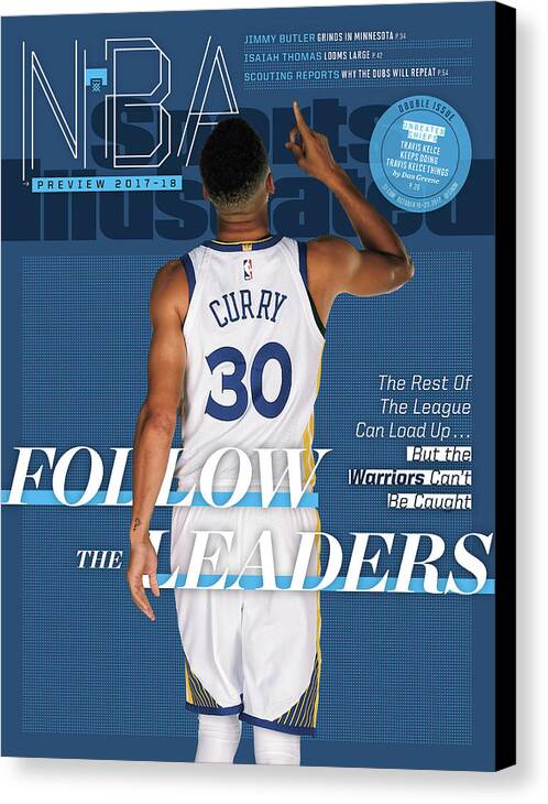 Magazine Cover Canvas Print featuring the photograph Follow The Leaders 2017-18 Nba Basketball Preview Sports Illustrated Cover by Sports Illustrated