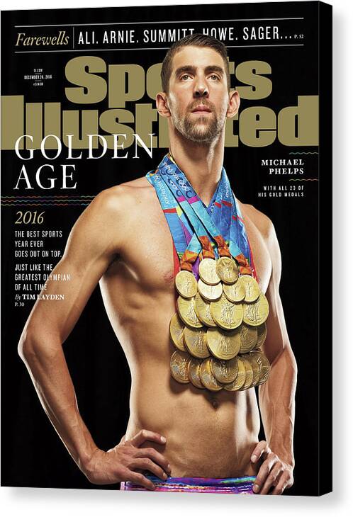 Magazine Cover Canvas Print featuring the photograph Golden Age Michael Phelps Sports Illustrated Cover by Sports Illustrated