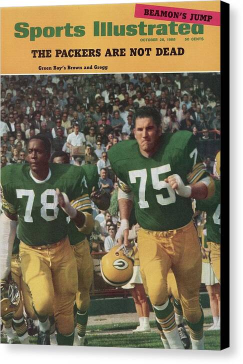 Sports Illustrated Canvas Print featuring the photograph Green Bay Packers Bob Brown And Forrest Gregg Sports Illustrated Cover by Sports Illustrated