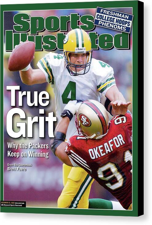 Brett Favre Canvas Print featuring the photograph Green Bay Packers Qb Brett Favre... Sports Illustrated Cover by Sports Illustrated