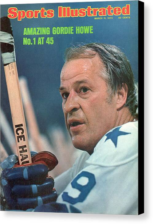 Magazine Cover Canvas Print featuring the photograph Houston Aeros Gordie Howe Sports Illustrated Cover by Sports Illustrated