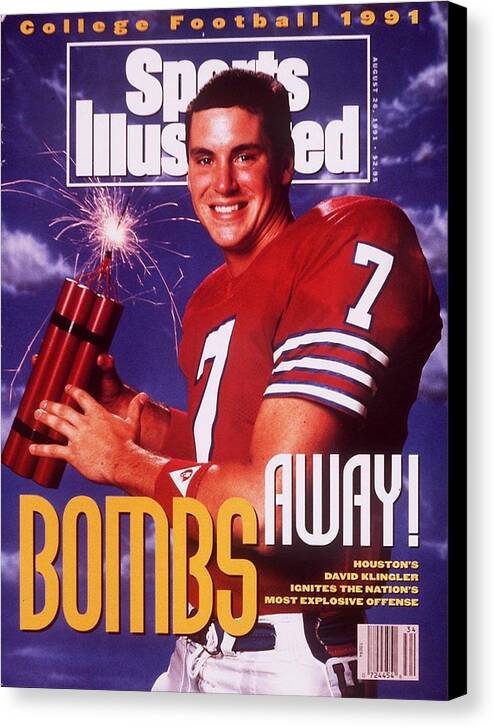 Magazine Cover Canvas Print featuring the photograph Houston Qb David Klingler, 1991 College Football Preview Sports Illustrated Cover by Sports Illustrated